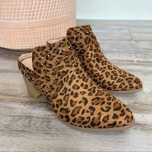 Truth Hurts Mule Booties Leopard Vegan 6 7 8 9 10